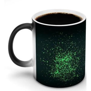 Groene Acryl Verf Splatter Warmte Veranderende Koffie Mok Keramische Warmtegevoelige Magic Grappige Gift voor Vrouwen Mannen 12oz