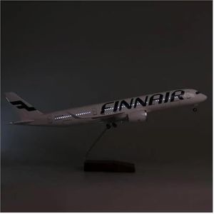 Vintage klassiekers vliegtuigen 47CM Model FINNAIR Luchtvaartmaatschappij Gegoten Plastic Hars Vliegtuig Airbus A350 Met Licht En Wiel (Kleur : With light)