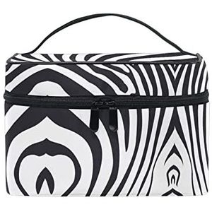 Zebra Paard Patroon Zwart Wit Cosmetische Tas Organizer Rits Make-up Zakken Pouch Toiletry Case voor Meisje Vrouwen
