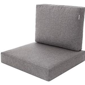 PillowPrim Kussenset voor rotan/rieten stoel, rugleuning zitkussen, outdoor zitkussen, tuinstoel, zitkussen, rotanstoel, 60 x 55 x 40 cm, grijs
