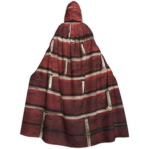 SSIMOO Baksteenrode steen betoverende cape met capuchon voor volwassenen voor Halloween en feestkostuums - modieuze damesgewaden, capes