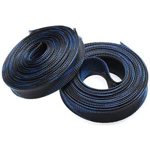 Kabelbeveiligingskabels weven， Kabelbinder 1M 5M 10M Uitbreidbare gevlochten kabelhuls Isolatiedraad Beschermend nylondraad Omhulsel 4-25mm(Black Blue,20 MM-5 METER)