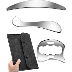 LWTCUJOH 3 In 1 Rvs Spier Schraper Gereedschap Effectieve Schrapen Massage Tool Voor Fysieke Spier Gua Sha Schraper Tool 3Pcs