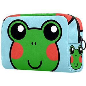 Cosmetische tassen Make-up tas Toilettas Organizer Pouch met rits 7.3x3x5.1 Inch voor vrouwen & meisje Cartoon kikkerhoofd