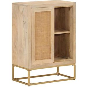 JUDYY Dressoir 55 x 30 x 76 cm van massief mango- en ijzerhout, dressoir voor moderne woonkamer, ruimtebesparend, 372020