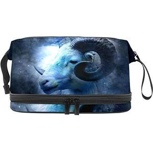 Grote capaciteit reizen cosmetische tas, horoscoop astrologie Steenbok dierenriem, make-up tas, waterdichte make-up tas organisator, Meerkleurig, 27x15x14 cm/10.6x5.9x5.5 in