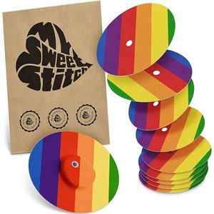 MySweetStitch | Pleister voor Dexcom G7 Sensor met VENTILATIEGAT | Waterdicht, ademend en huidvriendelijk Rond (10 stuk) | Made in Germany | Buiten Ø 65mm, binnen Ø 4mm | Pride