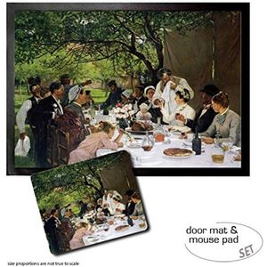 1art1 Albert Auguste Fourié, The Wedding Meal At Yport, 1886 Deurmat (70x50 cm) + Muismat (23x19 cm) Cadeauset