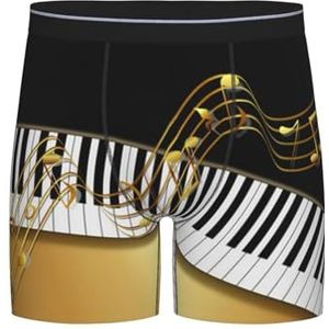 Boxer slips, heren onderbroek boxershorts, been boxer slips grappig nieuwigheid ondergoed, elegante gouden noten pianosleutel zwart, zoals afgebeeld, XXL