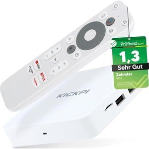 [ Test zeer goed, Note 1.3 *] Zehnder KP-1, KICKPI IPTV Box, 4K UHD, Android 11, Streaming, Netflix, Prime Video, YouTube, Google Play, Dolby, WiFi WLAN 2.4G/5G, Bluetooth FB, 32GB Flash, KP1