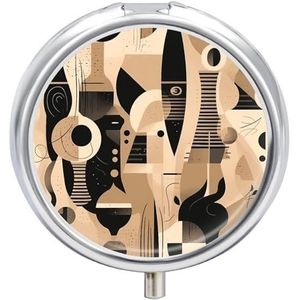 Pillendoos 3 Compartimenten Kleine Pillenetui voor Portemonnee & Zak Bruin Patroon Achtergrond Ronde Pillendoos Leuke Vitaminen Visolie Supplementen Olie Opbergdoos Draagbare Pil Containe Reizen Gift