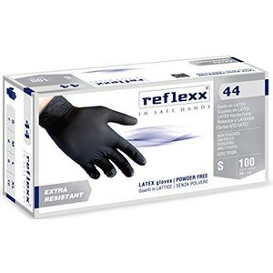 Reflexx R44, latex handschoenen poedervrij, Small, zwart, 100