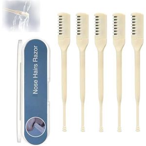 5 Pcs Manual Nose Hair Trimmer, 2-in-1 Manual Rotary Nose Hair Cleaner & Trimmer, Portable Manual 360° Rotating Nose Hair Trimmer with Ear Picker Double Sided Nose Hair Knife for Women and Men