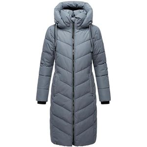 Navahoo Sahnekatzii Winterjas voor dames, warme gewatteerde jas, lang met afneembare capuchon, XS-XXL, stormy blue, S
