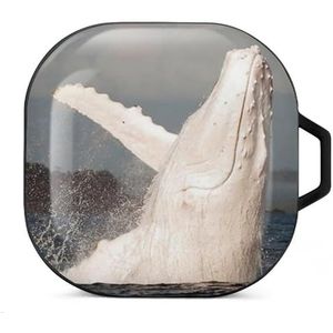 Witte walvis oordopjes hoesje compatibel met Samsung hard shell beschermhoes zwart stijl