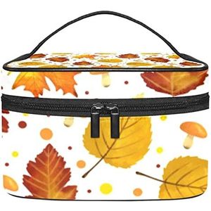 Herfstbladeren patroon make-up organizer tas, reismake-up tas organizer case draagbare cosmetische tas voor vrouwen en meisjes toiletartikelen, Meerkleurig, 22.5x15x13.8cm/8.9x5.9x5.4in