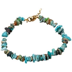 Minerale steen gouden kettingen armband, kristal armband, onregelmatige afgebroken amethisten citrien Rose kralen armband vrouwen (Color : Mix Turquoise)