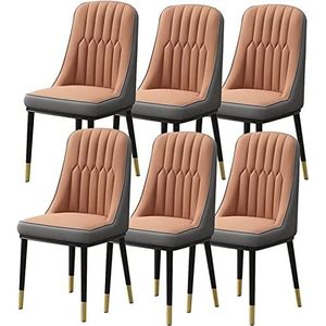 GEIRONV Keuken eetkamerstoelen set van 6, moderne waterdichte PU lederen zijstoel met carbon for balie lounge woonkamer receptie stoel Eetstoelen (Color : Dark orange+gray, Size : 91 * 45 * 45cm)