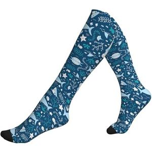 DEXNEL Leuke Blauwe Vissen Compressie Sokken Voor Mannen Vrouwen 20-30 Mmhg Compressie Sokken Voor Sport Ondersteuning Sokken, 1 zwart, Eén Maat