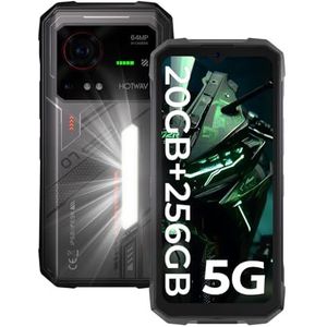 HOTWAV Hyper 7 5G Outdoor smartphone (2025), 20GB RAM + 256GB ROM, 280LM campinglicht, waterdichte mobiele telefoon, 10800mAh (33W) mobiele telefoons, 6,6 inch FHD+ 120Hz, 64MP + 32MP, Face ID/IP68