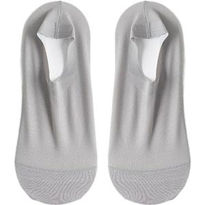 AJTUTUS Mannen Onzichtbare Antislip Low Cut Sokken Nylon Mesh Ventilatie Zachte Katoen Voetbed Enkelsokken Voor Dagelijkse Slijtage Sport, Lichtgrijs, One size