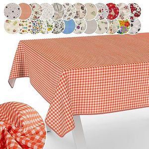 Tafelkleed van stof, textiel, afwasbaar, tafellinnen, tafelzeil, katoen, polyester, vichy rood, 160 x 120 cm, binnen- en buitentafelkleed