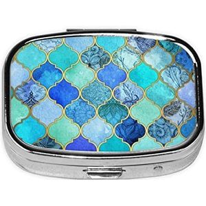 LAMAME Rooster Gedrukt Vierkante Pillendoos 2 Compartiment Mini Pillendoos Draagbare Reizen Pil Organizer