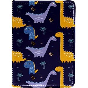 dinosaurus paspoorthouder voor dames en heren, reispaspoort portemonnee paspoort cover reisdocumenten organisator, Meerkleurig, 10x14cm/4x5.5 in