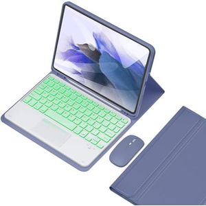 HEUCYL Keyboard Case for Samsung Galaxy Tab S9 FE+/S9+ 12,4 Inch 2023, 7 Kleuren Verlicht Touchpad Toetsenbord Met S Penhouder, Magnetisch Afneembaar Draadloos Toetsenbord En Slanke Hoes,Purper