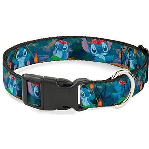 Buckle-Down Plastic Clip Kraag - Stitch Hula Dance 5-Poses - 1"" Breed - Past 15-26"" Nek - Groot