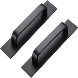 stuks zelfklevende kastgrepen van aluminiumlegering, lade-duwgrepen, hulpstuk voor keukenkast, zonder boren, op te plakken, zwart, 200 * 40 mm
