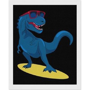 Surfer Dinosaurus Monster Diamant 5D Schilderen Ronde Volledige Boor DIY Digitale Kunst Foto Voor Beginners Volwassenen Stijl-13