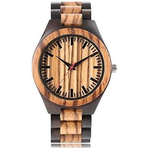 Handgemaakt Creatieve Houten Streep Dial Kijk Trendy Mens Handgemaakte Bamboe Analoge Sportklok Natuur Houten Strap Cool Women Polshorloge Huwelijksgeschenken (Color : Brown Dial)