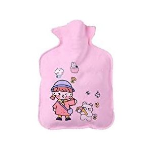 DieffematicRSD Warmwaterkruik Warmers Warmwaterkruik Rubberen tas Leuke cartoon Warme ontspannende veilige warmte Koude grote pluche doek Warmwaterzak (Color : Pink, Size : 150ml)