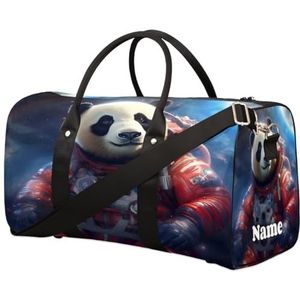 Panda Astronaut Starry Sky Sports Tote Gym Duffel Bag Aangepaste Naam voor Vrouwen & Mannen, Waterdichte Strandtas Opvouwbare Persoonlijke Item Reistas voor Weekender Overnachting Dans Draagtas, Panda