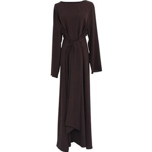 Jazvano Abaya-jurk voor moslim, eid, gebedjurk, Dubai, maxi-kaftan, islamitische salah, dagjurk, zachte moslimkleding, bruin, M-L