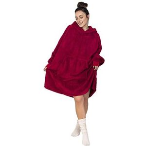 Gräfenstayn® Oversized Hoodie Deken Sherpa met Mouwen & Capuchon - Oeko-Tex Standard 100 - Draagbare Knuffeldeken om aan te trekken - warme Sweatshirt voor Mannen & Vrouwen (S – M, Bordeaux)