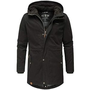 Navahoo Winterjas voor heren, parka, warme lange capuchon B662, zwart, XXL