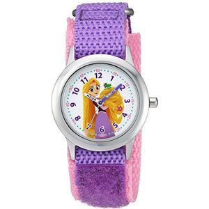 DISNEY Girls Princess Stainless Steel Analog-Quartz Watch with Nylon Strap, Purple, 14 (Model: WDS000542)
