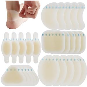 25 stuks blisterpleisters voor voeten, blisterverbanden, onzichtbare hydrocolloïde blisterkussentjes, gelblisterbeschermers, waterdicht voor hiel, teen, beschermhuid, snellere genezende wond