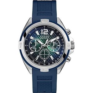 Guess Surge W1168G1 Herenhorloge, analoog, kwarts, met siliconen armband, Blauw, Strepen