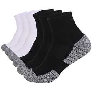 Unisex enkelsokken, vochtafvoerende hardloopsokken for heren en dames, ademend en comfortabel(3 black 3White,XL47-50)
