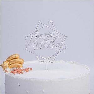 Cake Topper Taart Decoraties for Verjaardag, Bruiloft, Cake Topper Acryl Cupcake Topper Gelukkige Verjaardag Decoratie Geschikt for Verjaardagsfeestje Dessert Decoratie, 30 Stuks, Goud, C (Kleur: Rood