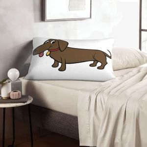 LZNJZ 50 cm x 35 cm kussenslopen, zacht en ademend | verborgen rits, bruine lange cartoon hondenkussenbeschermers