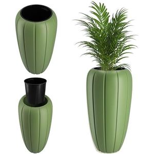 KADAX Bloempot van kunststof, diameter 39 cm, 5 kleuren, moderne bloemenvaas, plantenbakken, plantenpotten, plantenpotten, kunststof bloempotten, ronde bloempot (H: 74,5 cm, olijfgroen)