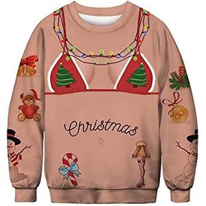 LIBOOI Unsiex Ugly Sweater, Kerst Trui Sweatshirts 3D Print Nieuwigheid Xmas Lange Mouwen Trui, Stijl B, L