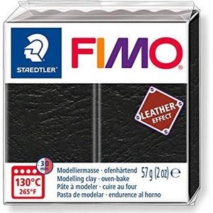 STAEDTLER 8010-909 Fimo Leather-Effect ovenhardende boetseerklei (voor creatieve objecten in lederlook, lederachtige look en feel), kleur zwart