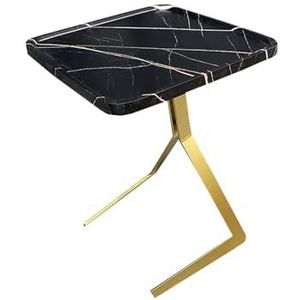Sofa Side Table，Living Room Side Table，Bedroom Side Table，Small Coffee Table，Nightstand，Storage Shelves，Round Side Table，Square Side Table，Open Storage，for Bedroom，Living Room(Black+gold,44*44*60cm/17