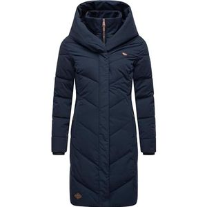 Ragwear Natalka II Winterjas voor dames, warme gewatteerde jas, lang, waterdicht, ademend, met capuchon, S-XL, Donkerblauw, XL