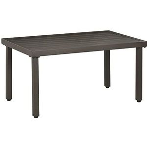 Outsunny salontafel, tuintafel met houteffect, rechthoekige salontafel, tuintafel voor balkon, terras, staal, bruin, 91 x 51 x 46 cm